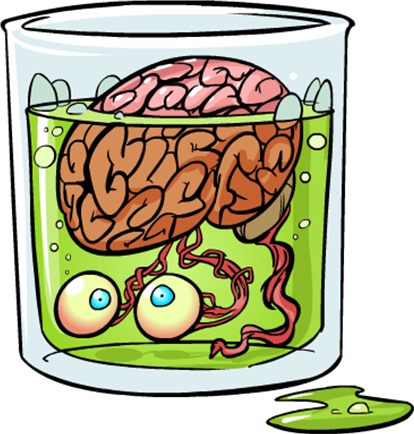 Test tube with brain monster inside