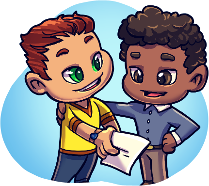 Two men reviewing a document
