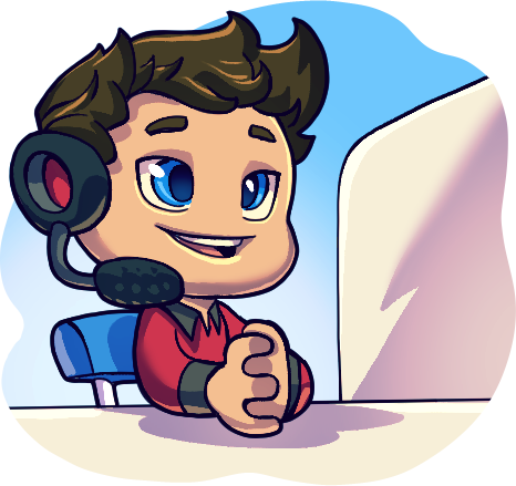 Man answering a support call
