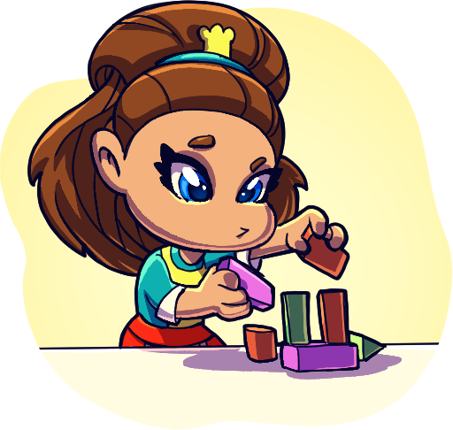 Nina Nutmeg playing with building blocks